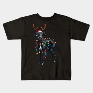 Italian Greyhound Dog Tree Christmas Lights Xmas Kids T-Shirt